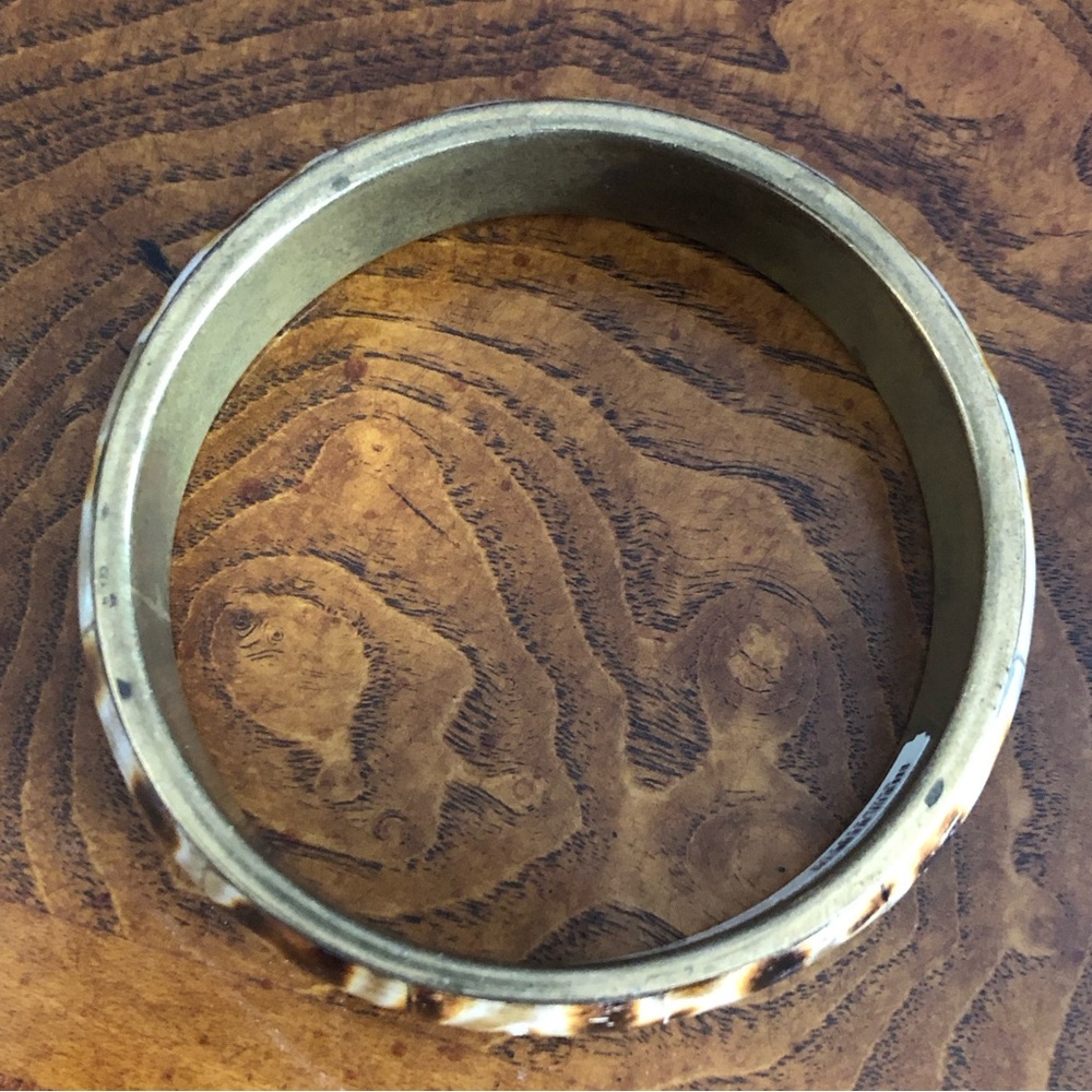 Vintage solid brass rare nautilus fossil bangle bracelet NWT - Picture 6 of 9
